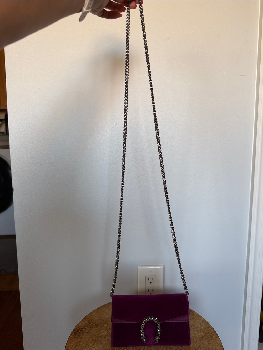 Gucci Dionysus Super Mini Purple Velvet Crystal Chain Crossbody Bag - Picture 12 of 12
